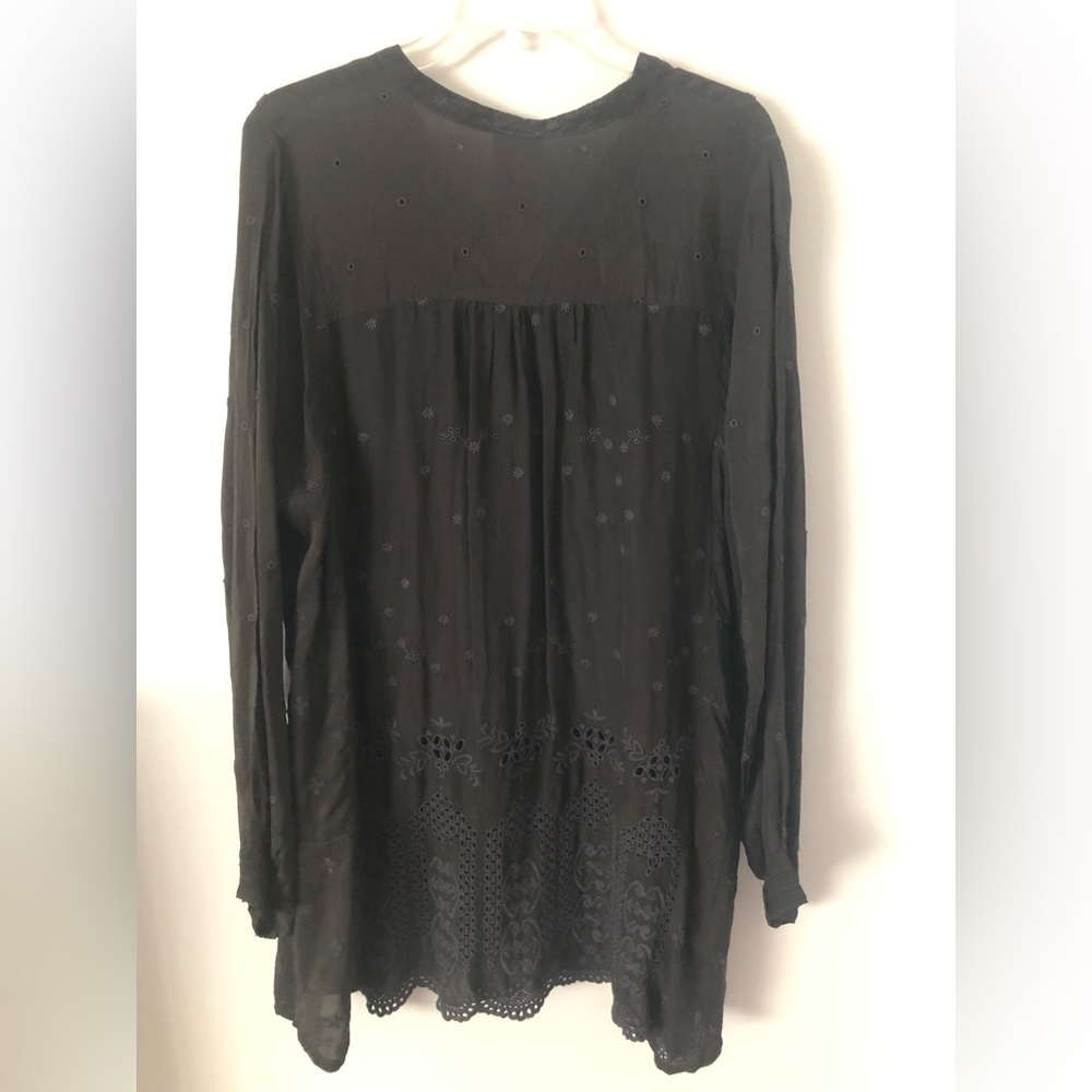 Johnny Was Black Embroidered Long Sleeve Tunic Size Large - Picture 7 of 8